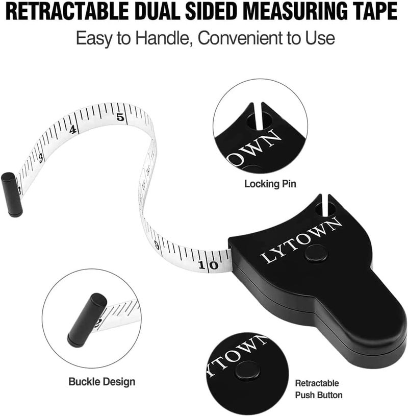 LYTOWN Body Measuring Tape 60in/150cm, 4PCS Measuring Tape for Body, Lock Pin and Push-Button, Portable Retracable Body Measuring Ruler for Fitness, Weight Loss, Tailor, Sewing, Handcrafts - Image 5